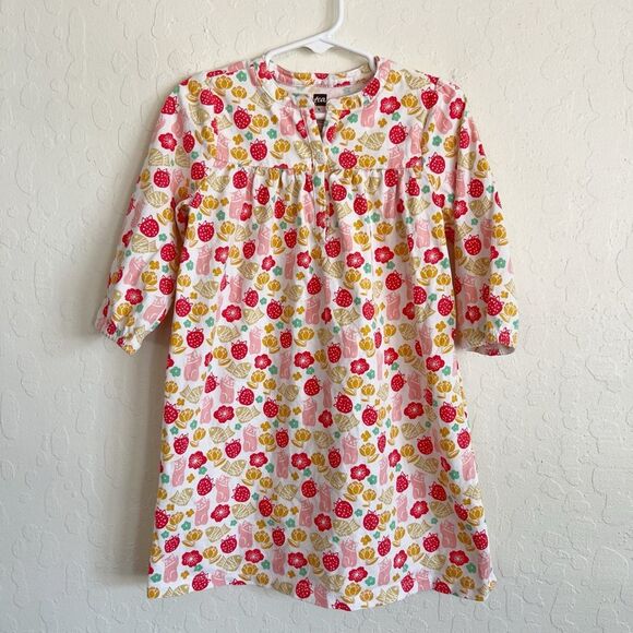 Tea Collection Girls 3/4 Sleeve Dress size 5 Multicolor Pink Whimsical Print - Picture 1 of 5